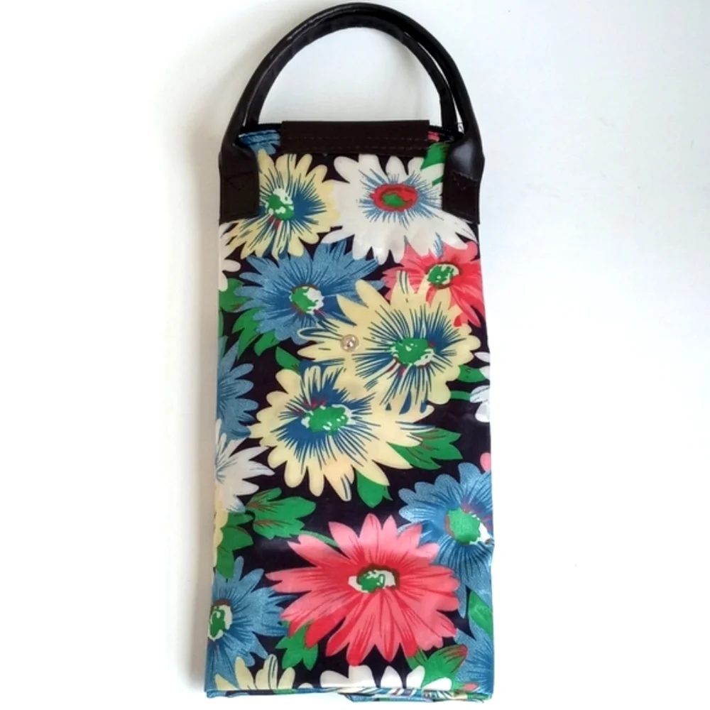 Travel Foldable Floral Vinyl Tote Bag with 3 Matching Pouches